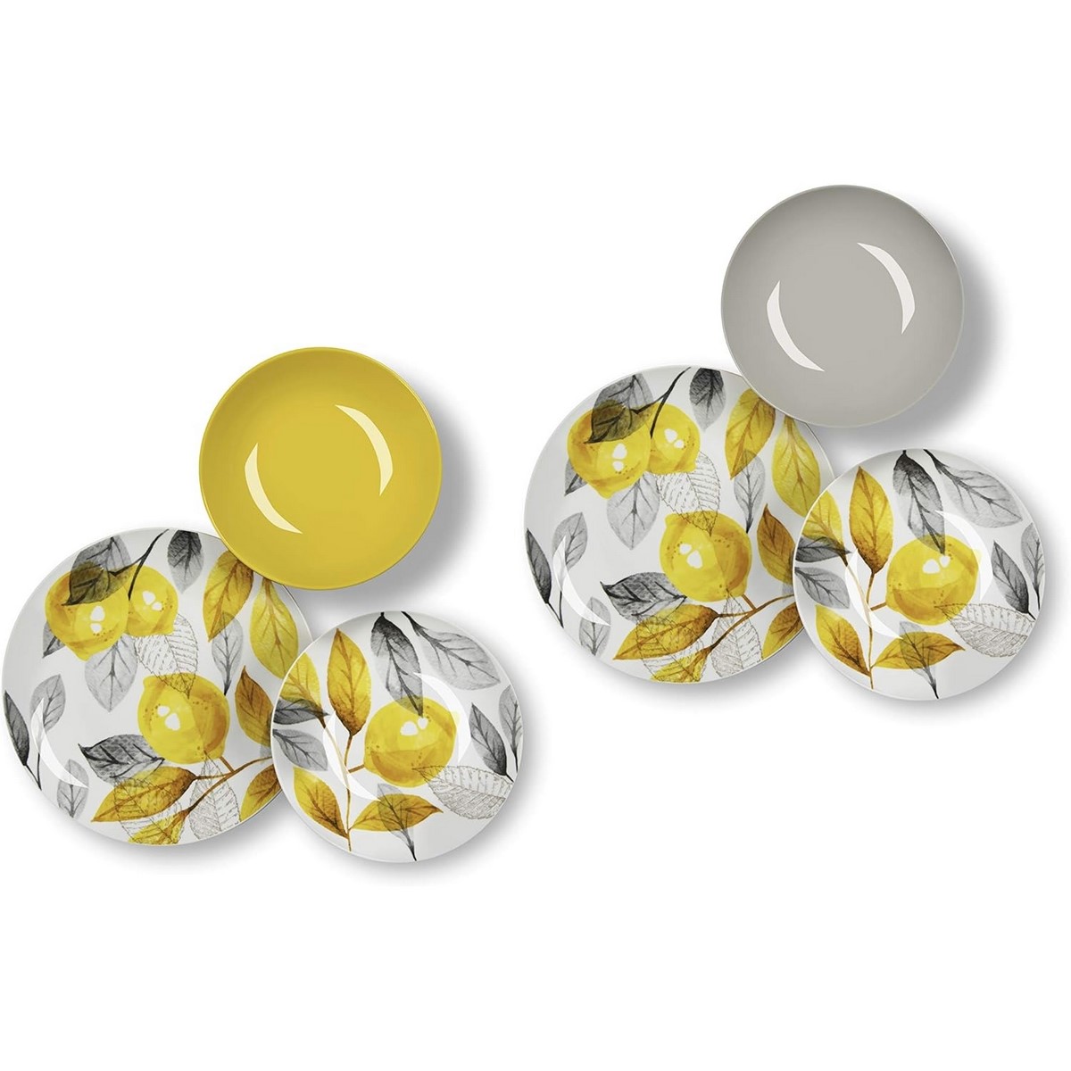 Excelsa Servizio tavola piatti 18 pz Lemon Gray porcellana decorata cod.64915 Excelsa